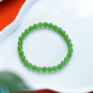 天然和田玉碧玉6mm苹果绿单圈手串绿色阳绿阳绿素圈无矿男女礼物