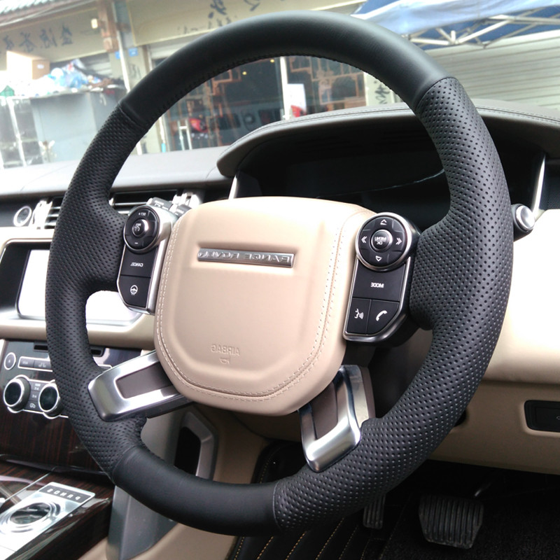 徐记路虎揽胜行政手缝真皮方向盘套发现45卫士运动版内饰专用把套