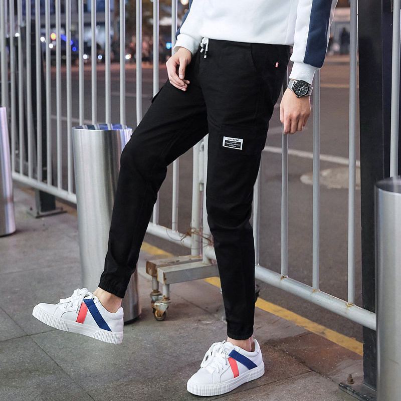 Autumn black Overalls man Korean Edition Self cultivation Teenagers Feet Haren pants Trend men's wear Nine points trousersin the Men's clothing, Casual pants  category - from Buy2taobao.com to provide professional Taobao agent buy service