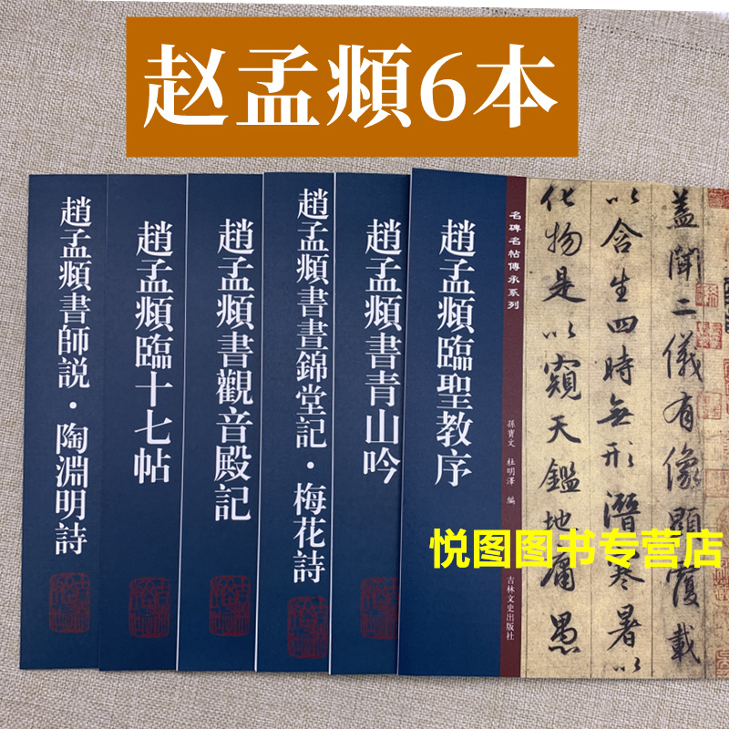 全6册 赵孟頫临圣教序 临十七帖 诗说陶渊明诗观音殿记 锦堂记 梅花诗 青山吟 黄庭经名碑名帖传承小楷行楷临摹楷书赵孟俯行书字帖