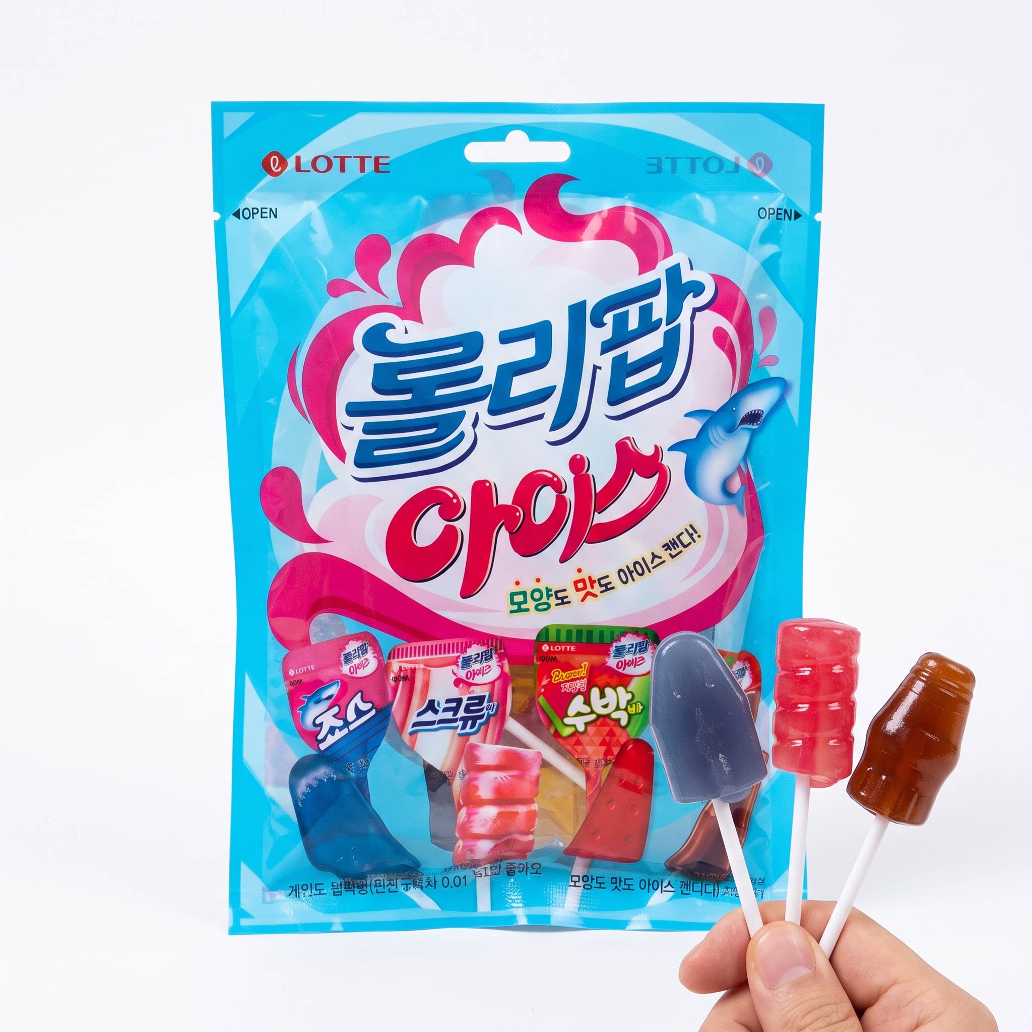 乐天棒棒糖132g(12支)韩国进口四种口味水果奶油可乐鲨鱼儿童零食