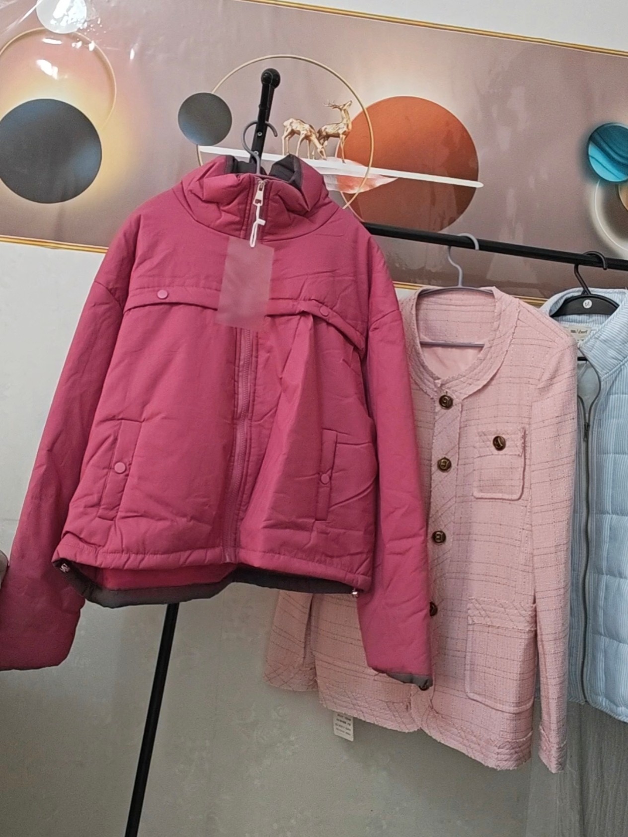 断码清仓 洋气火龙果色棉服外套女装秋冬新款