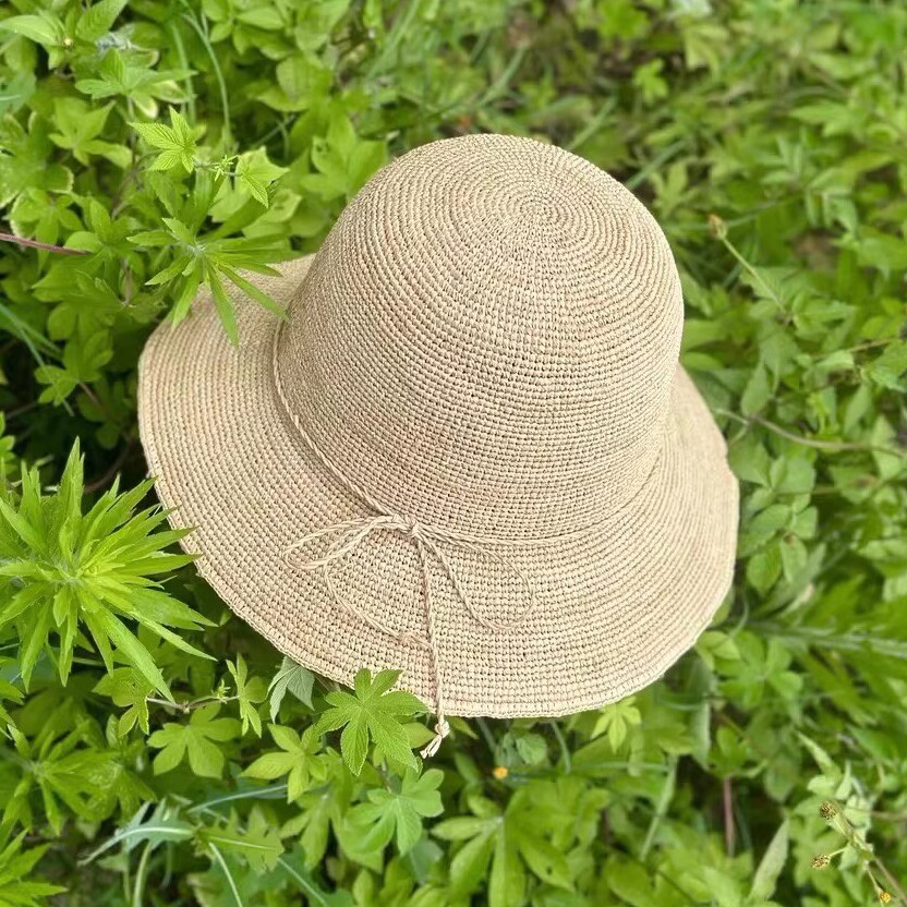 法式度假风拉菲草帽女夏季防晒