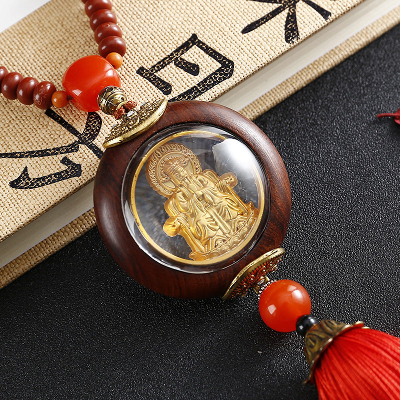 花梨木镶金汽车挂件复古汽车吊坠出入保安符吉祥挂饰maoye挂饰代
