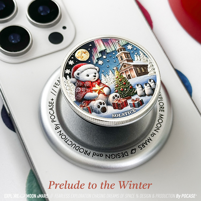 冬季节日冬日序曲情侣礼物可爱小北极熊金属浮雕磁吸气囊支架16p