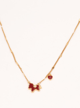 新年款红色马上有钱吊坠项链生肖马中国风毛衣链本命年锁骨链