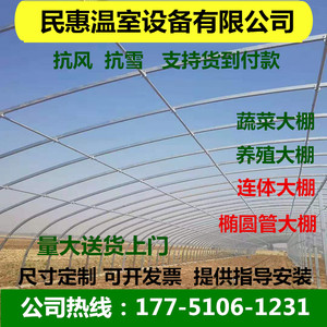 种植温室蔬菜育苗大棚骨架椭圆管钢管全套半坡暖棚连体栋养殖猪舍