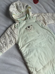 Hallmark贺曼女婴儿女宝宝长袖夹棉纯棉拉链睡袋防踢被73码f熊