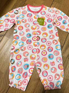 Hallmark贺曼四季女婴宝宝女婴儿竹纤维长袖连体衣外出服80码