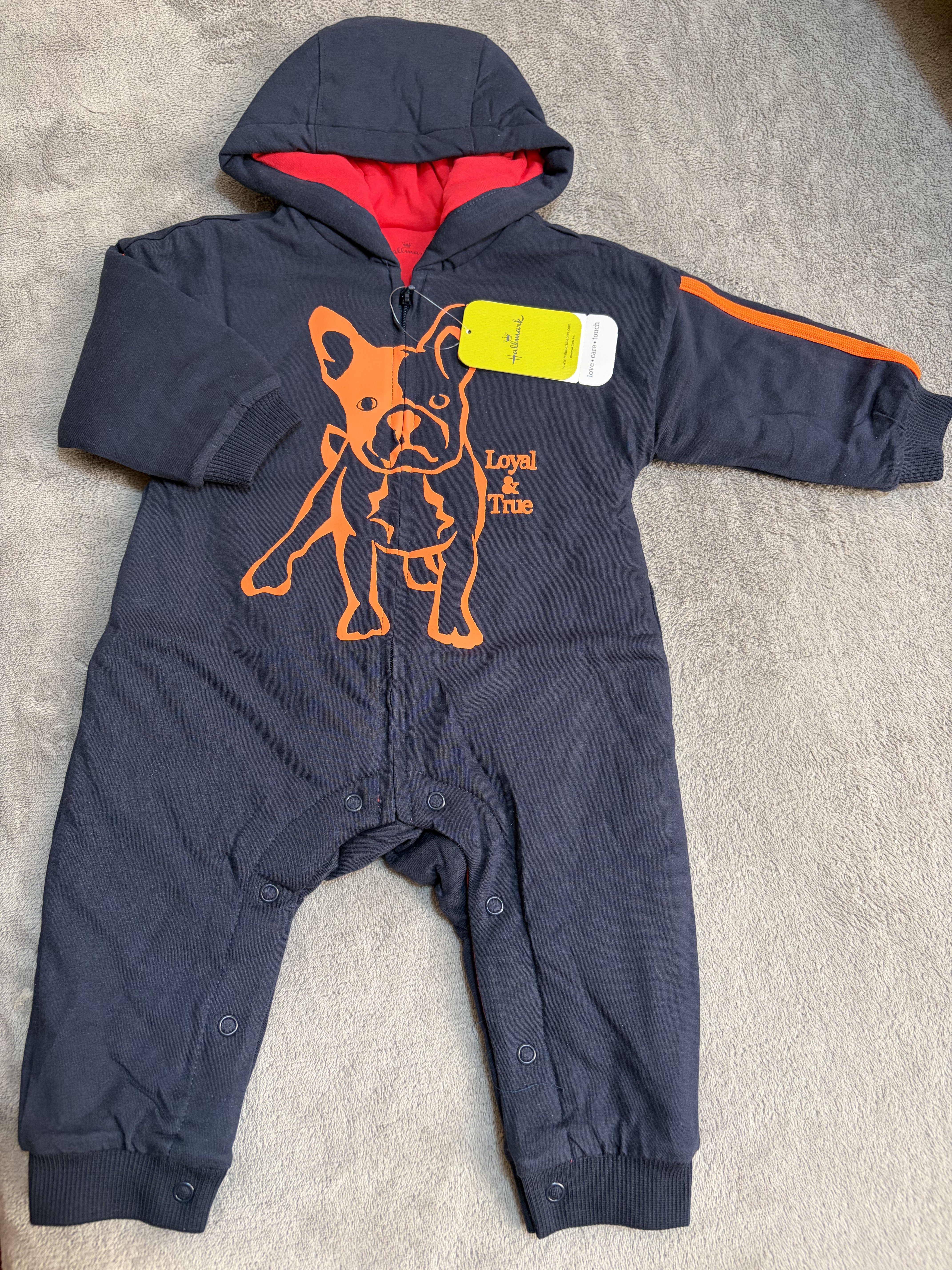 Hallmark贺曼冬夹棉连体衣男宝女宝3-6个月龄卡通拉链爬服连身衣