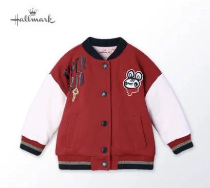 Hallmark贺曼秋冬女童中小童夹薄棉夹克外套棉服棒球服120码
