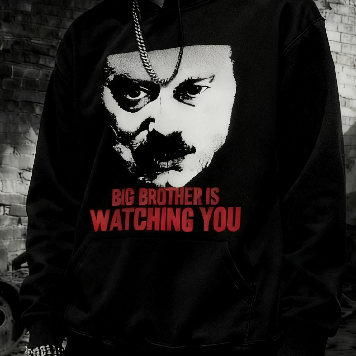 乌托邦电影1984男女宽松500g内抓绒加厚连帽套头印花卫衣帽衫