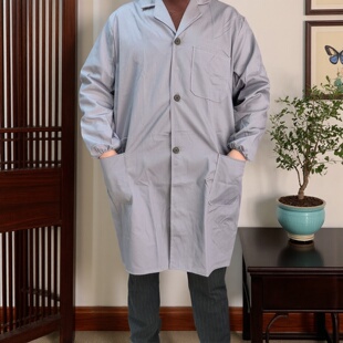 灰色大褂工作服上衣长褂防尘耐脏定制logo印字劳保服男装