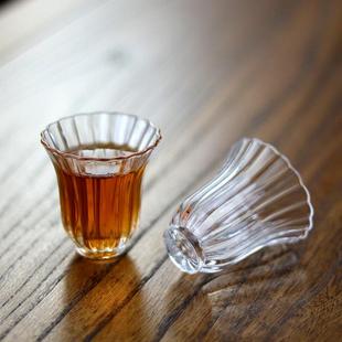 高颜值女士小蛮腰白菜品茗杯耐热玻璃闻香杯高透竖纹小茶碗小茶盅