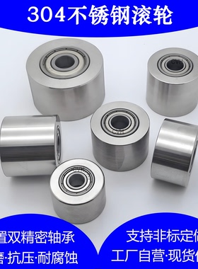 RORS20双轴承304不锈钢滚筒输送带滚轮无动力托辊防水防锈从动轮
