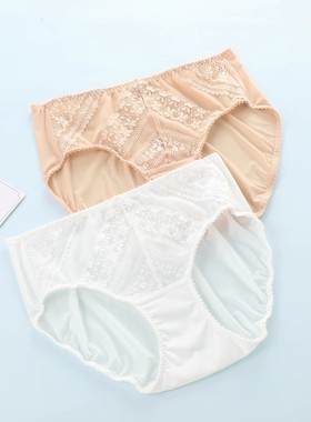 安莉芳纯棉底裆内裤女蕾丝装饰薄款冰丝包臀低腰三角裤E200357