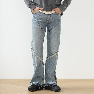 MBBCAR窄幅美式水洗做旧喇叭裤