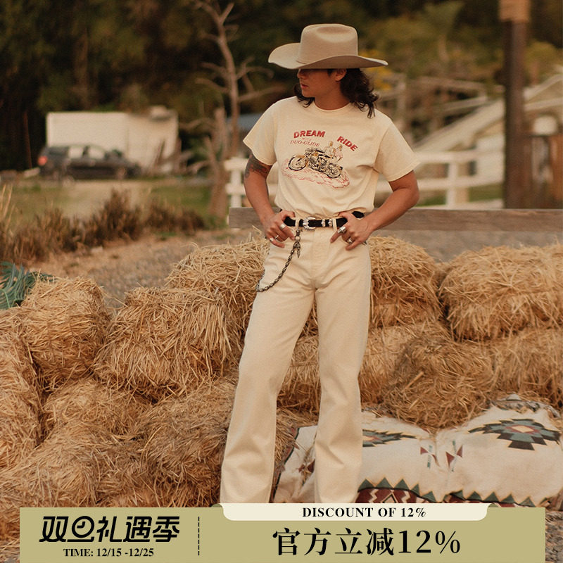 西游记系列11OZ棉籽壳白胚棉麻质感白龙马701直筒牛仔裤 MMC窄幅