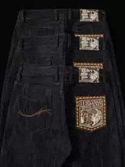 Heavy-Duty Series 22oz Interlock Spun Firecracker Knot Extra Deep Blue Rope-Dyed Straight-Leg Selvedge Denim Mbbcar Narrow Width