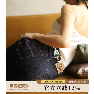 MBBCAR窄幅赤耳水洗女装牛仔裤