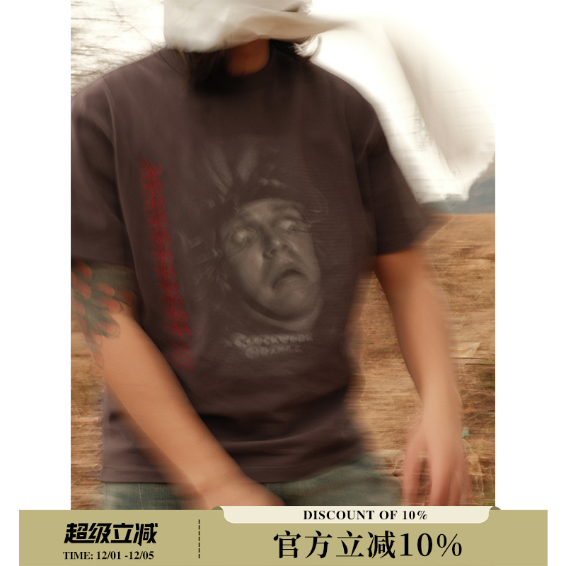 厌恶疗法240G发条橙非食毛纯棉VINTAGE铜氨丝质感T恤 MBBCAR窄幅