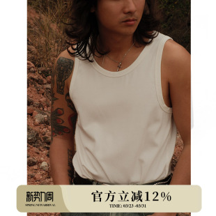 复古280G混纺双色长绒纤维冰凉坑条螺纹无袖 MBBCAR窄幅 背心马甲