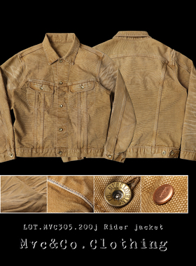 16OZ高密赛络纺纱帆布黄泥染立体压褶100J骑士夹克 Mvc&Co.匠织