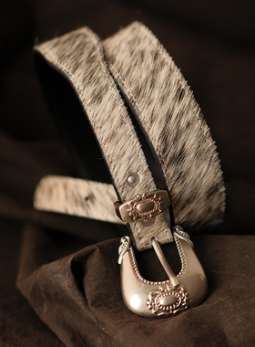 马年限定 马毛头层牛皮美式合金骑兵扣复古植鞣革皮带 MMC窄幅