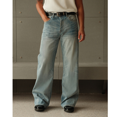 Cool ice冰凉系列11.6OZ压褶立体凉感705阔腿a字牛仔裤MBBCAR窄幅