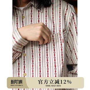 纳瓦霍美式 阿美咔叽纯棉水洗衬衣MBBCAR窄幅 复古印花灯芯绒衬衫