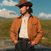 西部系列16OZ油蜡帆布羊毛巡洋舰皮领 MBBCAR窄幅 巡林勘探夹克