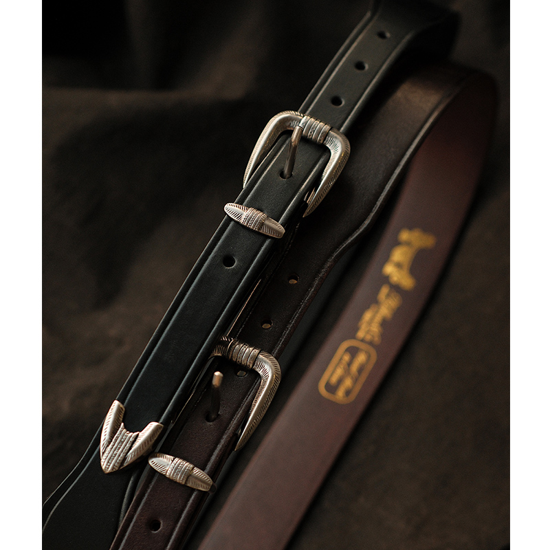 头层牛皮复古咔叽高端百搭休闲合金马蹄口针扣通勤腰带MBBCAR窄幅