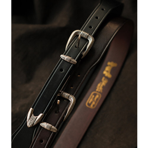 头层牛皮复古咔叽高端百搭休闲合金马蹄口针扣通勤腰带MBBCAR窄幅