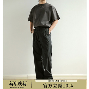 MBBCAR窄幅 宽松直筒裤 美式 复古CHINO弧形剪裁户外登山休闲工装