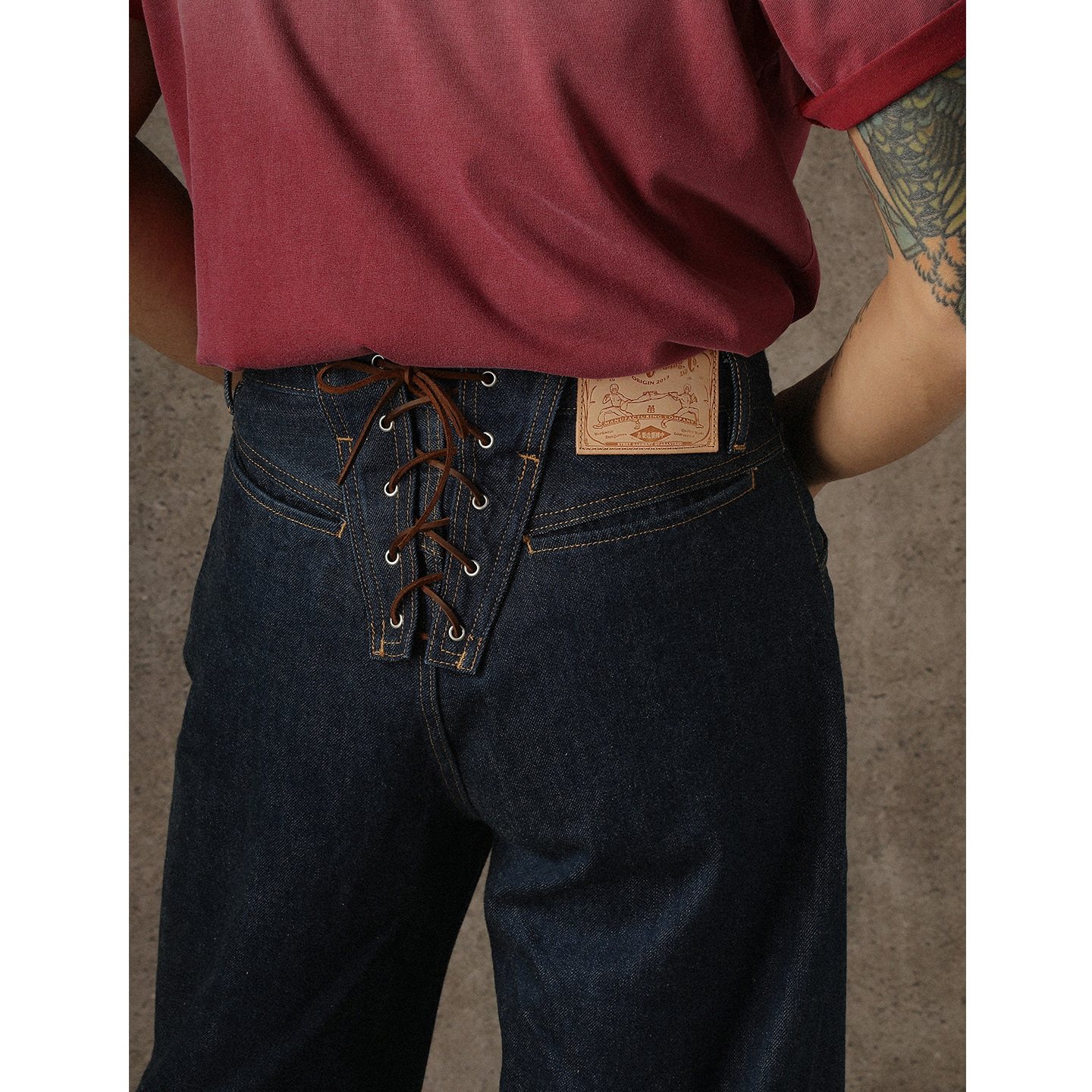 15.3OZ染系列赛络纺面料赤耳丹宁705B绑带牛仔工作裤 MBBCAR窄幅