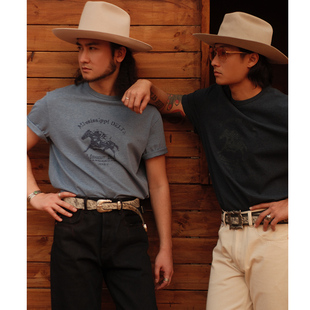 VTG系列 240克蓝花纱竹节植绒印花密西西比短袖T恤 MBBCAR窄幅