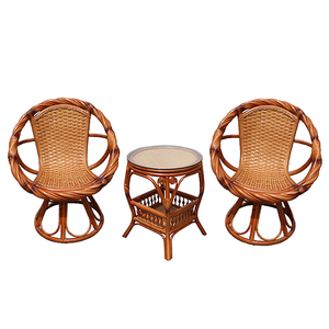 天然真藤椅茶几五三件套扭藤旋转椅户外休闲椅阳台靠背桌椅子组合