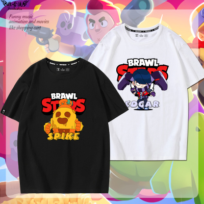 荒野乱斗BrawlStars联名短袖T恤男夏季斯派克里昂衣服青少年体恤