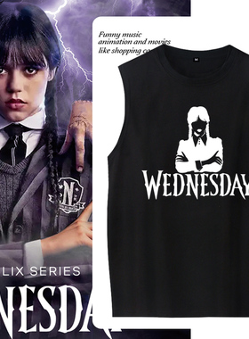 2025美剧星期三Wednesday小狼女礼物同款无袖T恤亚当斯周边背心夏