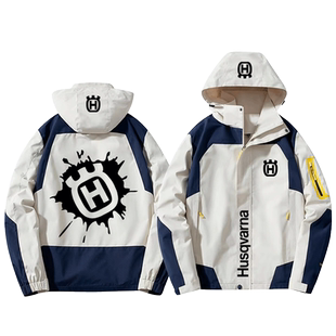 胡斯瓦纳车队外套秋冬摩托车男骑行冲锋衣防风衣越野机车防雨夹克