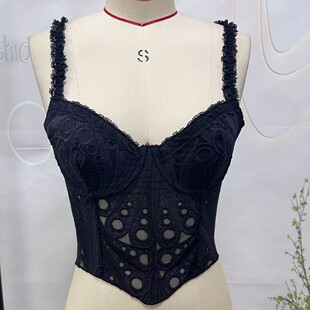 欧美跨境不规则吊带鱼骨骨衣塑身上衣法式宫廷束身衣镂空紧身衣女