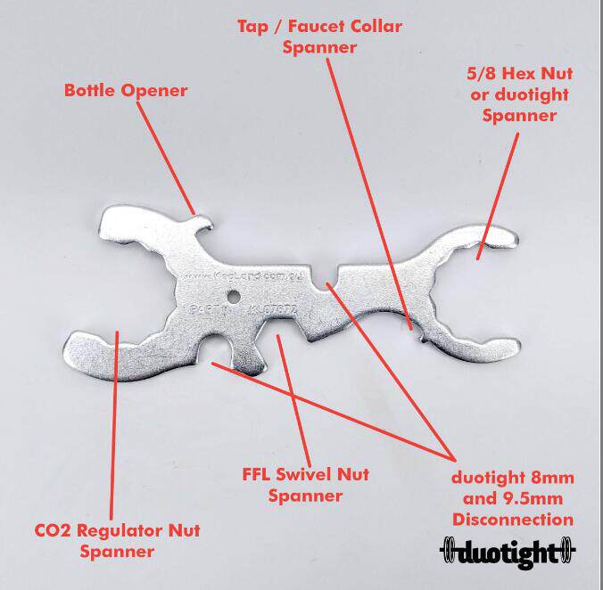 5合1多功能啤酒龙头酒头拆卸固定扳手酒柱分配器扳手工具自酿啤酒