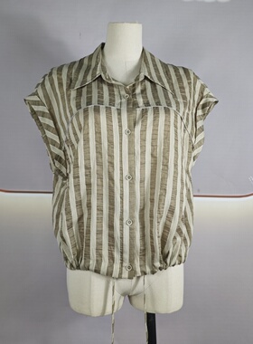 JY52BS088时尚休闲显瘦无袖条纹宽松百搭小衫2025夏女装实体同步