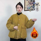 网红款 新中式 国风棉衣外套加绒加厚灯芯绒宽松休闲保暖棉服女