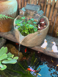 微景观流水古法鱼缸水循环造景过滤器养鱼生态缸庭院水景摆件景观