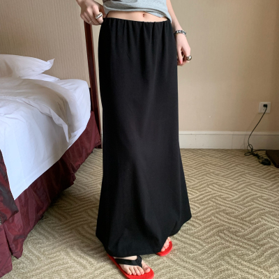 TABLE-色长裙高腰A字直筒松紧腰气质优常通勤休闲半裙半身裙61451