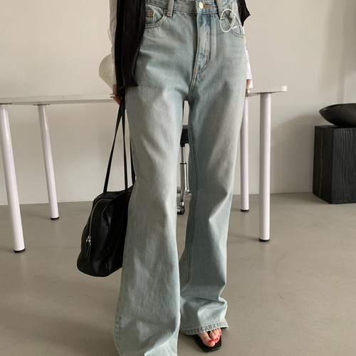 TABLE-高腰微喇宽松筒喇显瘦韩系百搭好版型遮肉不显胯牛仔裤1187