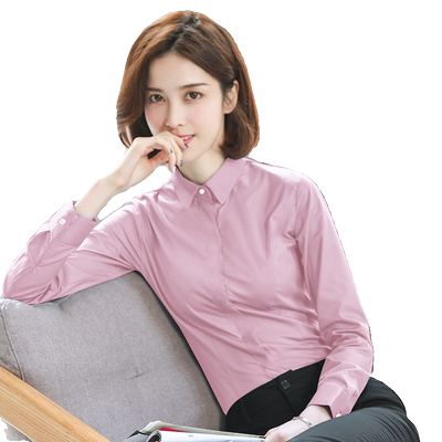 粉色衬衫女长袖新款职业气质正装
