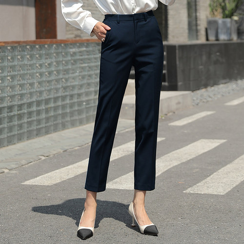 藏青色九分西裤女工作职业工装裤