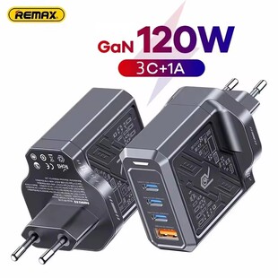 REMAX Plug智能快充氮化镓手机港澳UK欧规EU德国充电器可折叠插头笔记本充电器 Charger 120W USB